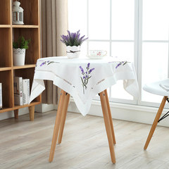 Small fresh cotton cloth embroidered tablecloth table cloth rectangular table cloth round table cloth mat flower garden Tian Xin Lavender 65+17 vertical *180cm