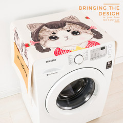 Cute cartoon uses cotton and linen cover towel, drum washing machine head cabinet cover cloth, sun screen, refrigerator, cloth, dust cover, sprouting cat, miss 140cm*55cm.