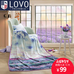 lovo家纺罗莱生活出品床上用品爱在普罗旺斯法兰绒毯盖毯毛毯子 150cmX200cm