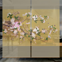 Hanging screens separated the vestibule curtain, soft partition, fashionable living room, hanging screen, rolling curtain, bead curtain [ten] peach blossom semi transparent 100*200X2 film.