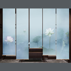 Hanging screens separated the vestibule curtain, soft partition, fashionable living room, hanging screens, curtains, curtains, bead screens [artistic conception] lotus flower semi translucent 50*200X5 tablets