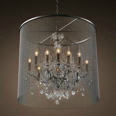 American retro classical Rococo bead curtain chandelier, bedroom bedside lamp club house with chandelier 12 head