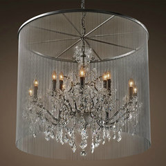 American retro classical Rococo bead curtain chandelier, bedroom bedside lamp club house with chandelier 18 head