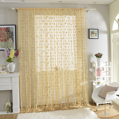 Bedroom living room door curtain tassel hang curtain romantic Korean curtain line curtain curtain bead curtain wedding decoration curtain 1*2 wear rod heart Khaki flower yellow sticks