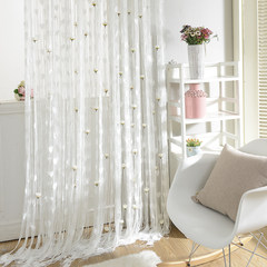 Bedroom living room curtain, tassel hang curtain, romantic Korean curtain line curtain, bead curtain, wedding decoration, partition curtain 1 meters wide, 2 meters high, pole, white pole.