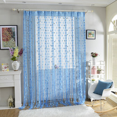 Bedroom living room curtain, tassel hang curtain, romantic Korean curtain line curtain, bead curtain, wedding decoration, partition curtain 1 meters wide, 2 meters high, pole, sky blue pole.
