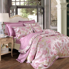 圣之花家纺床上用品1.8m双人套件素色大提花床单被套四件套颜如玉 1.5m（5英尺）床