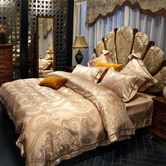 Luxury villa home textile bedding model display room Satin Jacquard bedding simple European style six piece 1.5m (5 feet) bed