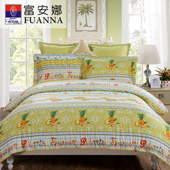 Fuanna bedding cotton children four piece 1.5m double cotton sheets suite of colorful cartoon students 1.5m (5 feet) bed