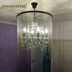 HH American style antique antique curtains, villas, crystal chandeliers, European style dining room, living room, bedroom, creative Cafe lighting, custom made colors.