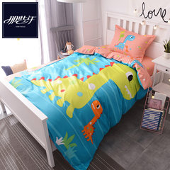 Three sets of cartoon bed, cotton, cotton bedspread, quilt, lovely student, single bed, dormitory, children bed product suite, 1.2m bed (single bed).