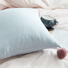 The bedside cushion is simple, modern, pure color, lovely sofa cushion, core office, rectangle waist, large size (55*30 cm), four corner kick (3 light blue).