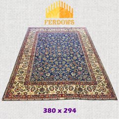 伊朗进口纯手工打结编织 纯羊毛地毯 欧式美式客厅沙发蓝色地毯 3.8*2.94m