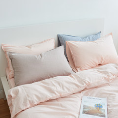 纯棉纯色水洗棉四件套 全棉日式简约被套床单4件套 混搭床上用品 床单款 粉BT白CD+1白1粉ZT 1.5m（5英尺）床