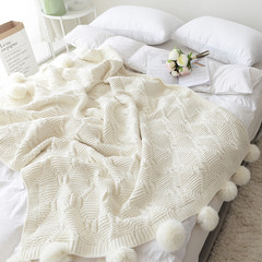 Pure white blanket knitted ball blanket blanket blanket Korean Air Conditioning Sen female sofa decorative blanket blanket blanket Scandinavia 229x230cm
