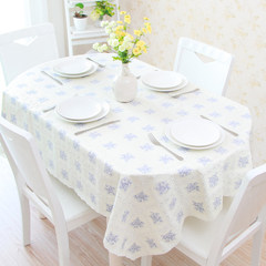Oval tablecloth, oval table cloth, waterproof and oil proof PVC European plastic lace oval table mat Begonia blue Customized do not change, take the change