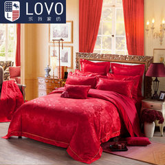 Lovo Carolina textile life produced genuine wedding red peony jacquard noble nine Piece Kit marriage beauty. 1.8m (6 feet) bed