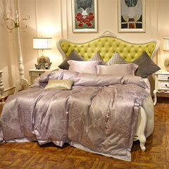 The new type of simple European silk jacquard four Villa Suite Silk Pillowcase wedding bedding grey powder 1.5m (5 feet) bed