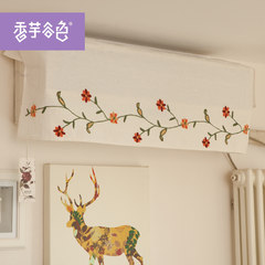 Pastoral hanging air conditioner protective cover Mianma cloth embroidered air conditioning set 1.5 horse Lu embroidery hanging embroidery dust cover Beige cotton linen 118x48cm