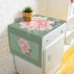Chinese wind peony flower Chinese cotton and linen washing machine cover door open door refrigerator multi use cover hood cover Towel - Peony four small 3 140*55cm [washing machine / single door refrigerator]