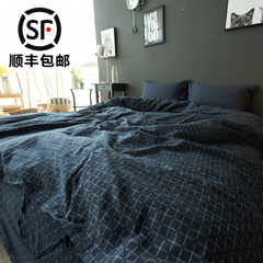 Simple cotton double layer jacquard four sets of breathable sweat absorption Japanese cotton bed linen bedding Suite Bed linen 1.5m (5 feet) bed