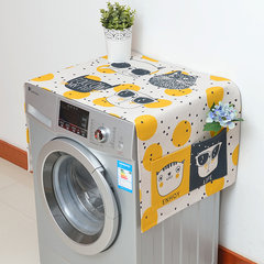 Nordic cartoon roller washing machine cover, cotton and linen cover, single door, refrigerator cover, cloth cover, dust cover, cool cat, Huang Yuandi 140cm*55cm, thickening.