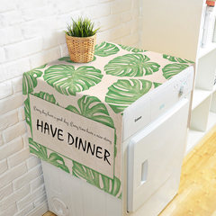 Green tropical plant banana leaf cotton and linen washing machine cover cloth single door double door refrigerator dust cover hood towel cover banana leaf 2 140*55cm [washing machine / single door refrigerator]