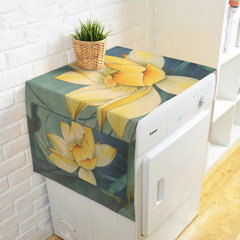 New Chinese ink, lotus, cotton and linen washing machine cover cloth double door refrigerator lid, dust-proof cover, dust-proof cloth cover - fine brushwork 3 140*55cm [washing machine / single door refrigerator]