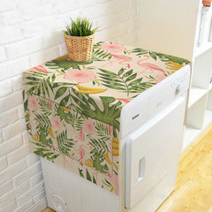 New Chinese ink, lotus, cotton and linen washing machine cover cloth double door refrigerator lid, dust-proof hood, dust-proof cloth cover - flamingos 140*55cm [washing machine / single door refrigerator]