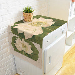 New Chinese ink, lotus, cotton and linen washing machine cover cloth double door refrigerator lid, dust-proof cover, dust-proof cloth cover - South Korea 21 140*55cm [washing machine / single door refrigerator]