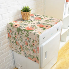 New Chinese ink, lotus, cotton and linen washing machine cover cloth double door refrigerator lid, dust-proof cover, dust-proof cloth cover - broken flower 140*55cm [washing machine / single door refrigerator]