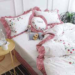 60 Egyptian long staple cotton cotton four set bed linen Satin Embroidery flounces pollen bedding 1.5m (5 feet) bed