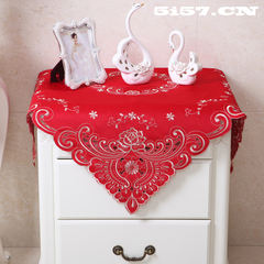 European style garden fabric bedside cabinet, cloth embroidery, dust-proof cover cloth, hood, lace washing machine, scarf, table cloth, 511#, red trumpet (56*56cm side) *1 Zhang.