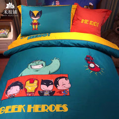 New anime boy three or four cotton piece cotton bed product kit, children cartoon home textile bed kit, strange coffee hero 1.2m (4 feet) bed.