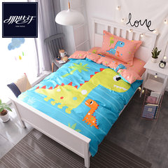 Three sets of cartoon bed, cotton, cotton bedspread, quilt, lovely student, single bed, dormitory, children's bed kit, changeable dinosaur 1.2m bed (single bed).
