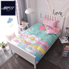 Three sets of cartoon bed, cotton, cotton bedspread, quilt, lovely student, single bed, dormitory, children's bed product kit, stay pig 1.2m bed (single bed).