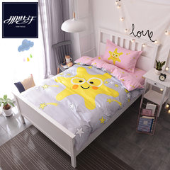 Three sets of cartoon bed, cotton, cotton bedspread, quilt, lovely student, single bed, dormitory, children's bed product suite, Shanghai style star 1.2m bed (single bed).