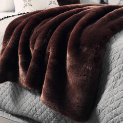 咖啡色床毯仿兔毛毯子皮草毛毯空调毯沙发盖毯 229x230cm