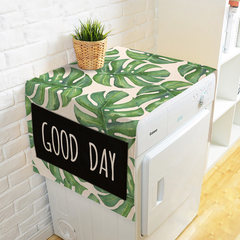 Fresh plants, multi use towel cloth roller washing machine head cabinet cover cloth single door refrigerator cover cloth dust cover cover - plant A 140*55cm [thickening cotton and linen]