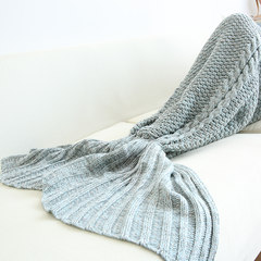美人鱼毯子鱼尾巴毛线针织午睡毯编织毛毯盖毯沙发休闲毯子 110x110CM/送云貂绒毯