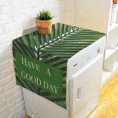 Fresh plants, multi use towel cloth roller washing machine head cabinet cover cloth single door refrigerator cover cloth dust cover cover - Scandinavian plant 14 140*55cm [thickening cotton and hemp]