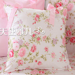 Thin sofa blanket, full cover sofa cover, sofa cover fabric, European style garden, simple modern cotton twill 90*90cm Snow rose bow hug Pillowcase