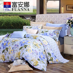 Fuanna bedding cotton four piece of cotton bed sheets 1.8m double quilt Jiangnanchun Kit 1.5m (5 feet) bed