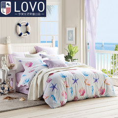 LOVO Carolina textile life produced cotton twill bedding bedding cotton Four Piece Kit marine memory 1.5m (5 feet) bed