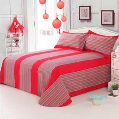 Pure handmade cotton coarse cloth four piece set Han edition thickening wedding bedding home textile bed sheet quilt red zipper version 1.2m (4 feet) bed