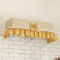 Air conditioner hood dust cover can be covered with all inclusive garden fabric lace yellow grid Little yellow Plaid Table runner 30&times 180cm;