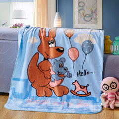 Winter thickening children's blanket, four seasons blanket, flannel, velvet coral blanket, blanket, bedding, 100cmx120cm kangaroo sky blue