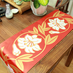 Chinese printing gift Home Furnishing cloth decorated with soft cloth table custom floral pattern table cloth bed end flag Red lily #703 200cm plus 5 yuan per 10cm