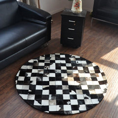 Spot O milk cow skin rug pattern Villa Club circular carpet living room carpet can be customized size contact customer service black and white 8cm