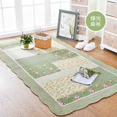 All-cotton Korean bedroom floor mat foyer foot pad absorbing water sitting room tea table non-slip bed pad machine-washable 40× 60CM green forest